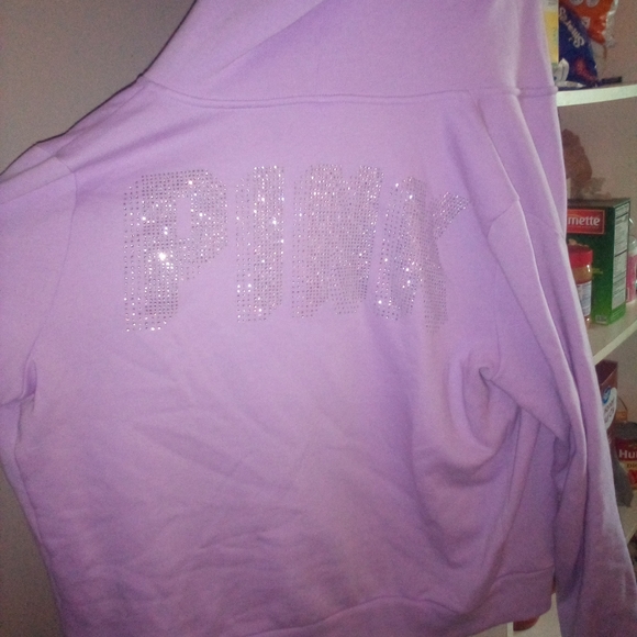 Vs pink brand new lilac zip up bling hoodie size large htf - Picture 4 of 7